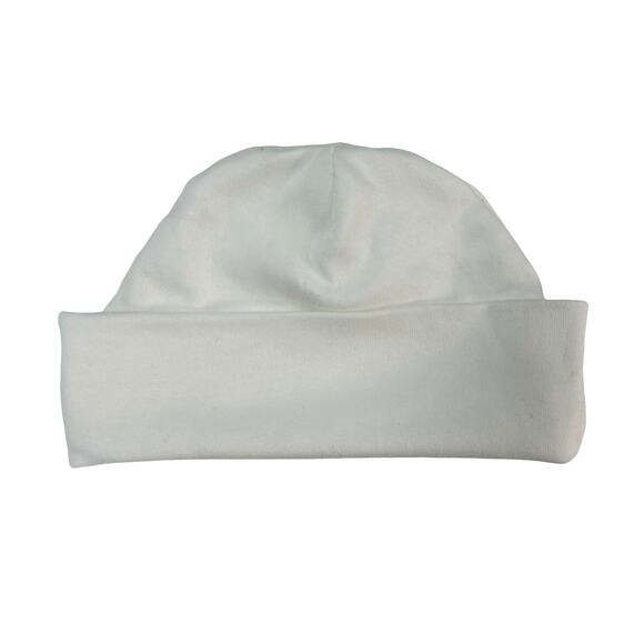 Bella Bliss Unisex White 100% Pima Cotton Fold Over Beanie Hat One Size - Picture 1 of 5